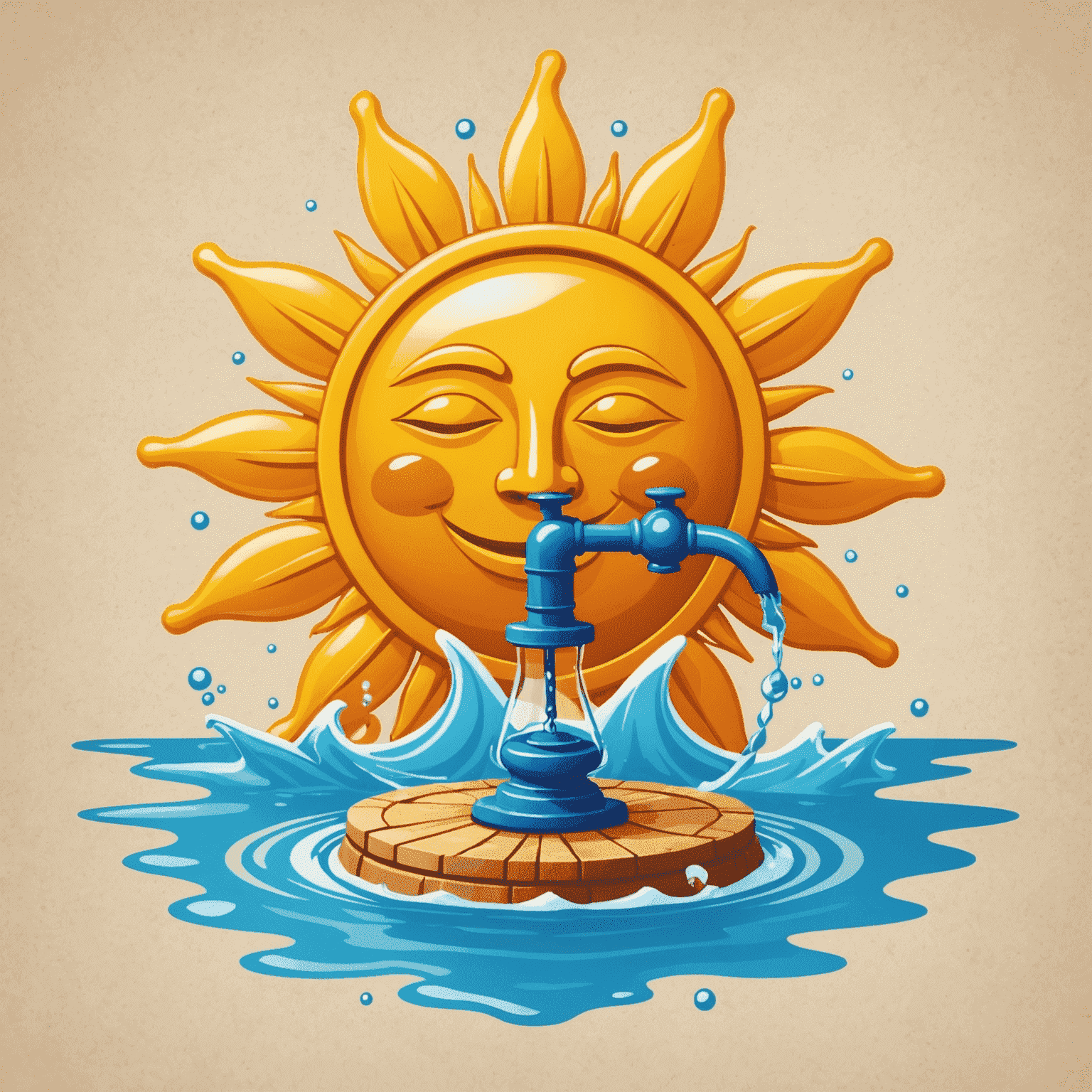 Sunpunpmeme logo featuring a stylized sun and water pump, symbolizing holiday energy and relaxation