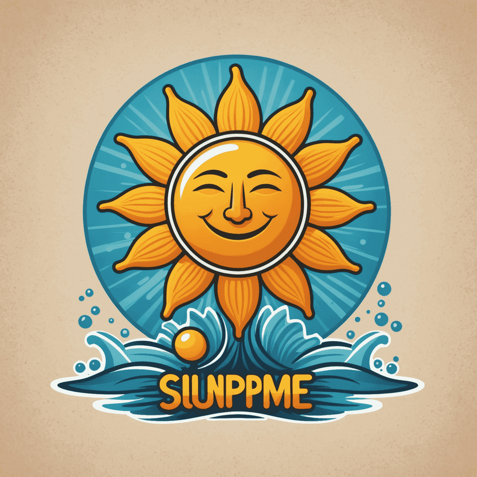 Sunpunpmeme logo featuring a stylized sun and water pump, symbolizing holiday energy and relaxation