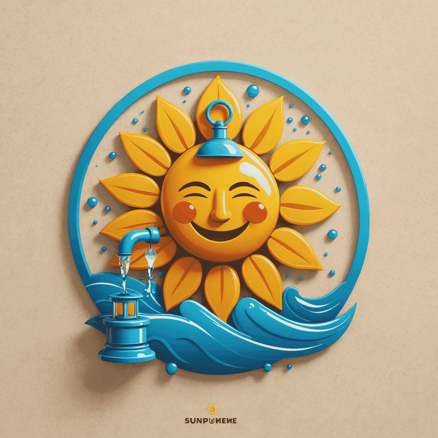 Sunpunpmeme logo featuring a stylized sun and water pump, symbolizing holiday energy and relaxation