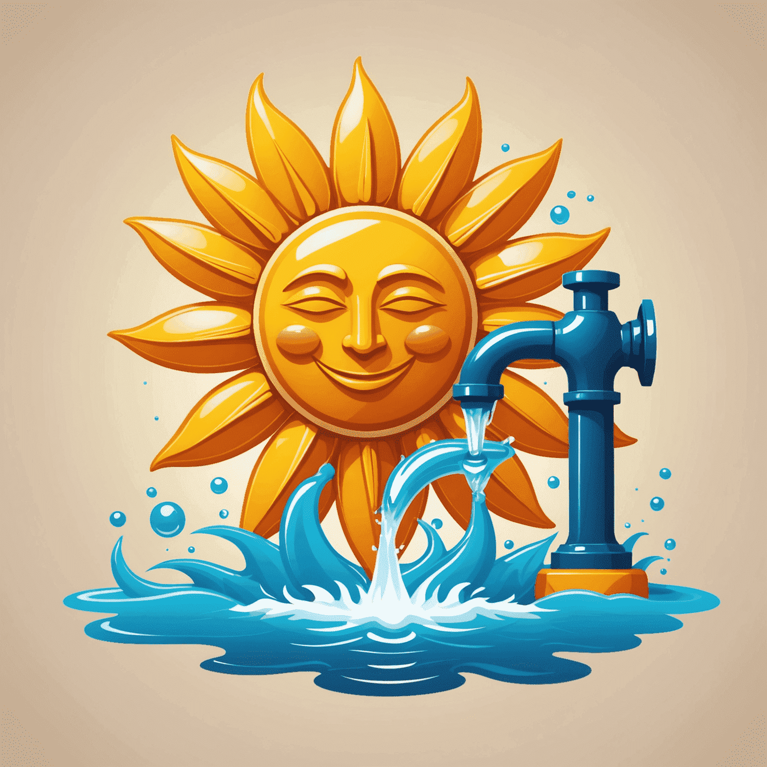 Sunpunpmeme logo featuring a stylized sun and water pump, symbolizing holiday energy and relaxation