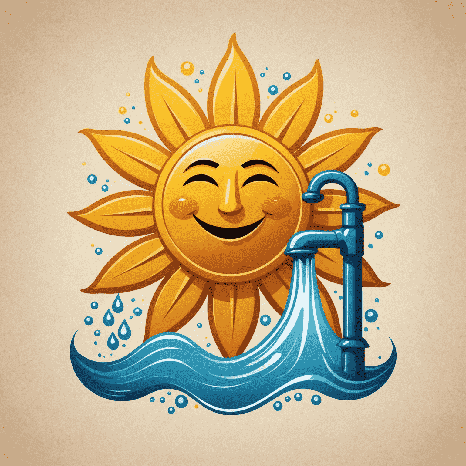 Sunpunpmeme logo featuring a stylized sun and water pump, symbolizing holiday energy and relaxation