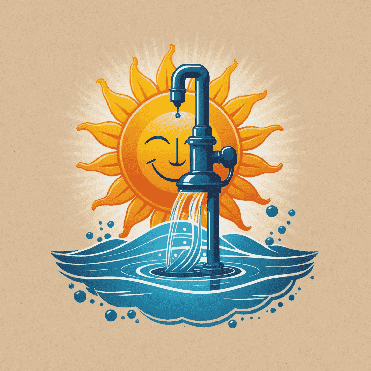 Sunpunpmeme logo featuring a stylized sun and water pump, symbolizing holiday energy and relaxation